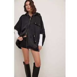 Free People We The Free What's Next Poncho Vest Jacket Hoodie Cotton S 286273